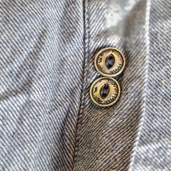 Tony Hawk Men's Large Blue Short Sleeve Button Up Shirt * MISSING (1) BUTTON - Picture 3 of 8